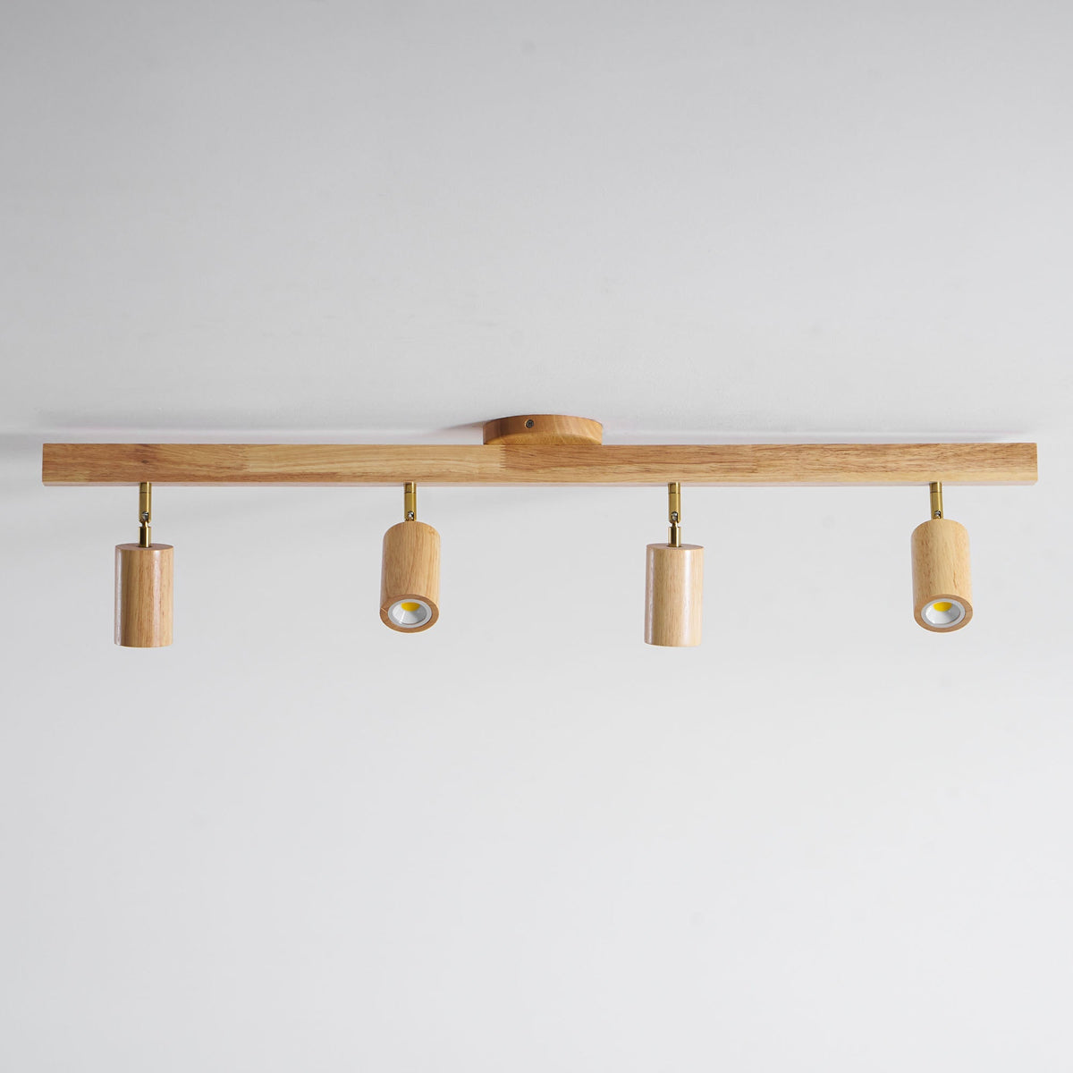 Multi-Head Track Spotlight with Wooden Shades for Kitchen, Dining Room & Living Room | Adjustable LED Rail Fixture | Rustic Farmhouse Ceilin