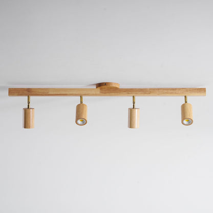 Multi-Head Track Spotlight with Wooden Shades for Kitchen, Dining Room & Living Room | Adjustable LED Rail Fixture | Rustic Farmhouse Ceilin