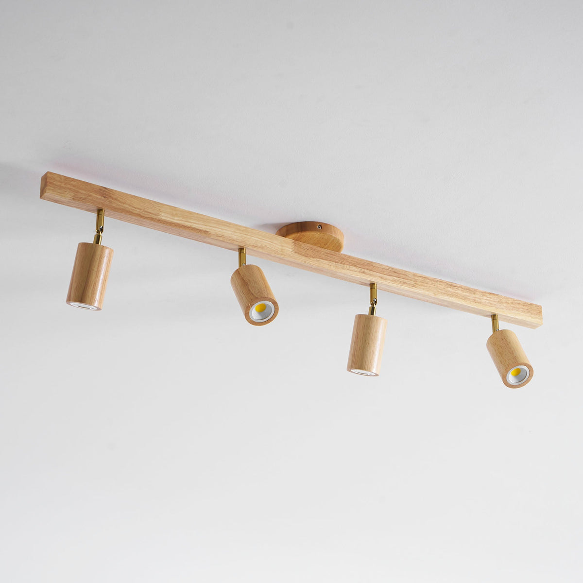 Multi-Head Track Spotlight with Wooden Shades for Kitchen, Dining Room & Living Room | Adjustable LED Rail Fixture | Rustic Farmhouse Ceilin