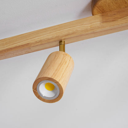 Multi-Head Track Spotlight with Wooden Shades for Kitchen, Dining Room & Living Room | Adjustable LED Rail Fixture | Rustic Farmhouse Ceilin