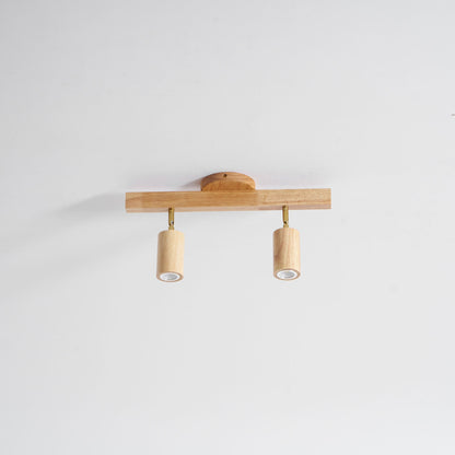 Multi-Head Track Spotlight with Wooden Shades for Kitchen, Dining Room & Living Room | Adjustable LED Rail Fixture | Rustic Farmhouse Ceilin