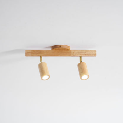 Multi-Head Track Spotlight with Wooden Shades for Kitchen, Dining Room & Living Room | Adjustable LED Rail Fixture | Rustic Farmhouse Ceilin