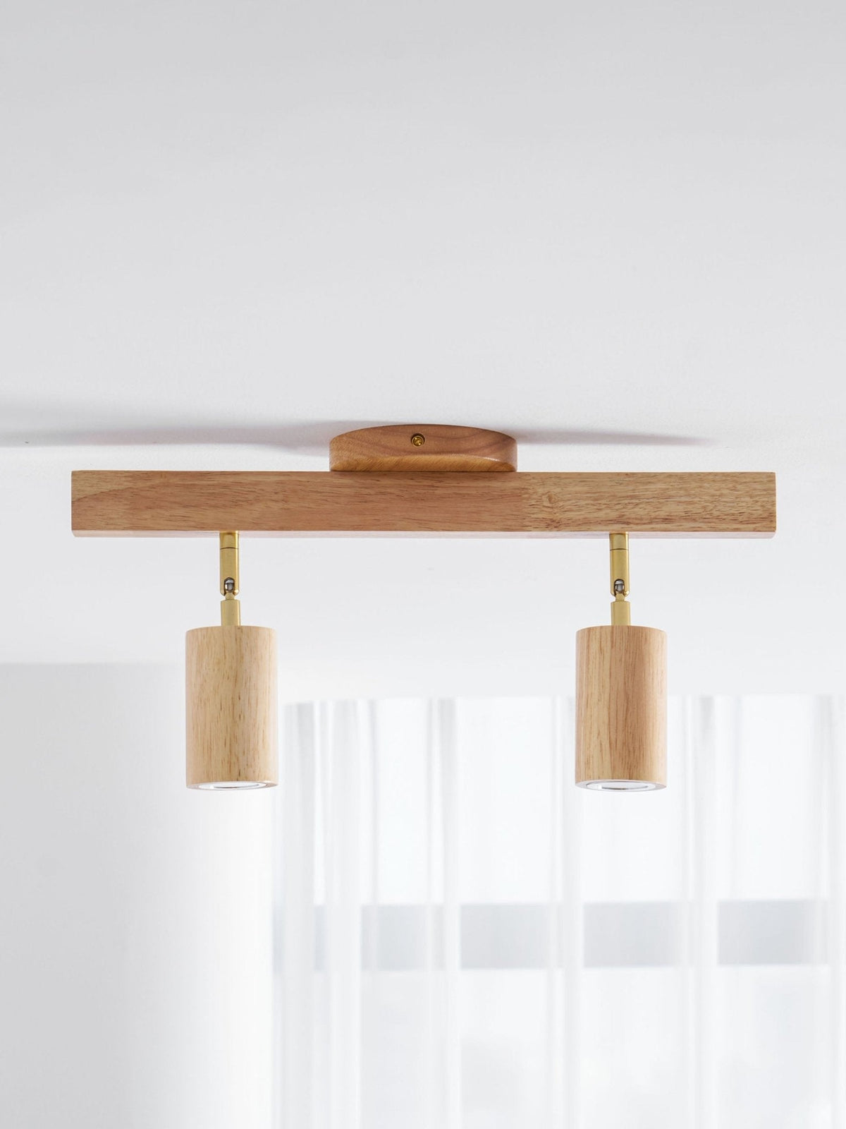 Multi-Head Track Spotlight with Wooden Shades for Kitchen, Dining Room & Living Room | Adjustable LED Rail Fixture | Rustic Farmhouse Ceilin