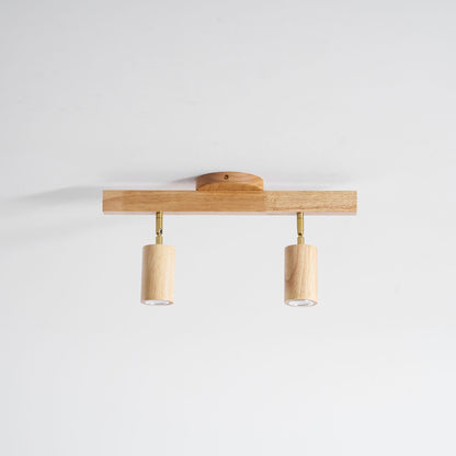 Multi-Head Track Spotlight with Wooden Shades for Kitchen, Dining Room & Living Room | Adjustable LED Rail Fixture | Rustic Farmhouse Ceilin