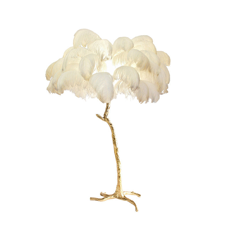 Tropical Feather Standing Lamp 63 in Tall Palm Tree Style Ambient Floor Light for Bedroom Living Room Decorative Accent Lighting