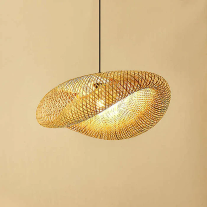 Natural Elegance | Rattan Pendant Light with Adjustable Height | Organic Bamboo Design for Cozy Kitchen Pendant Lighting