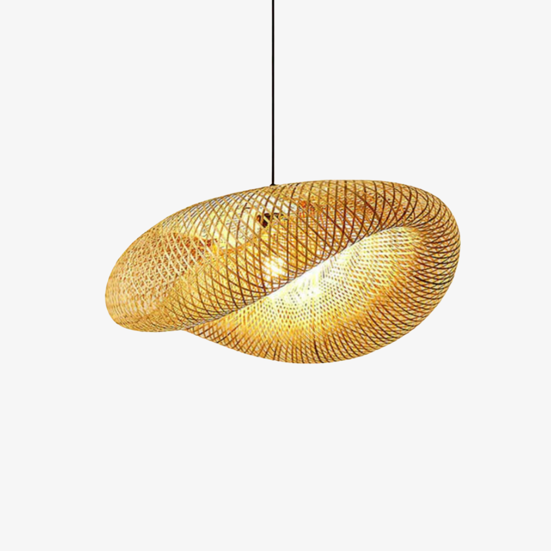 Natural Elegance | Rattan Pendant Light with Adjustable Height | Organic Bamboo Design for Cozy Kitchen Pendant Lighting