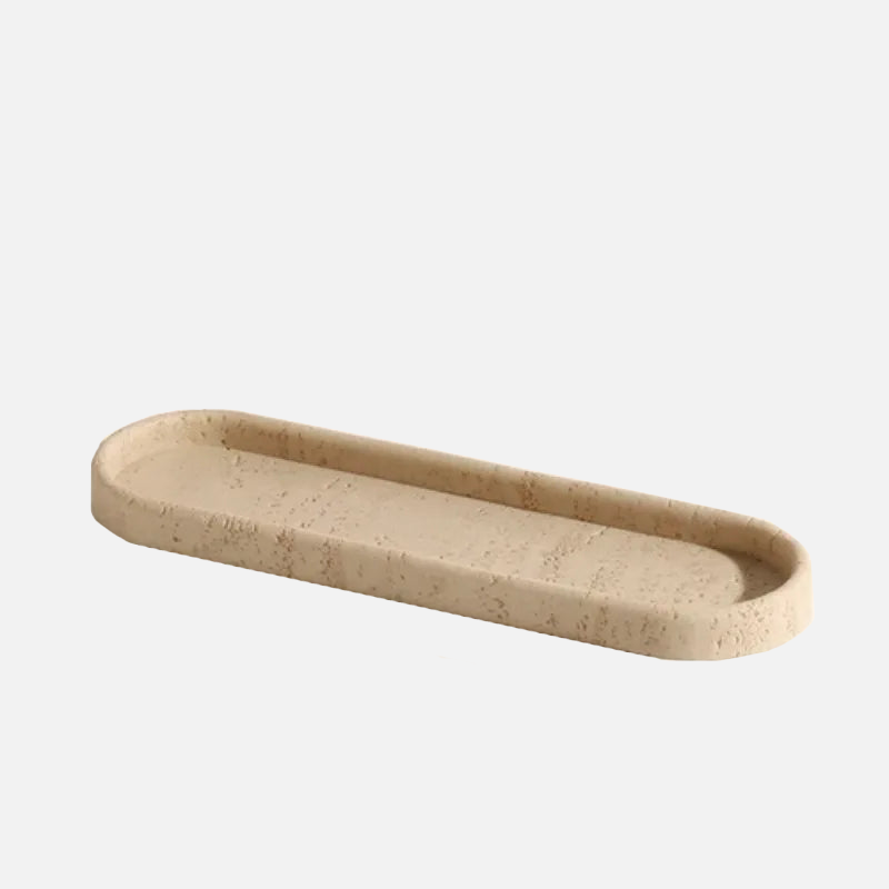Natural Travertine Stone Bathroom Accessories Set – Elegant Beige Finish