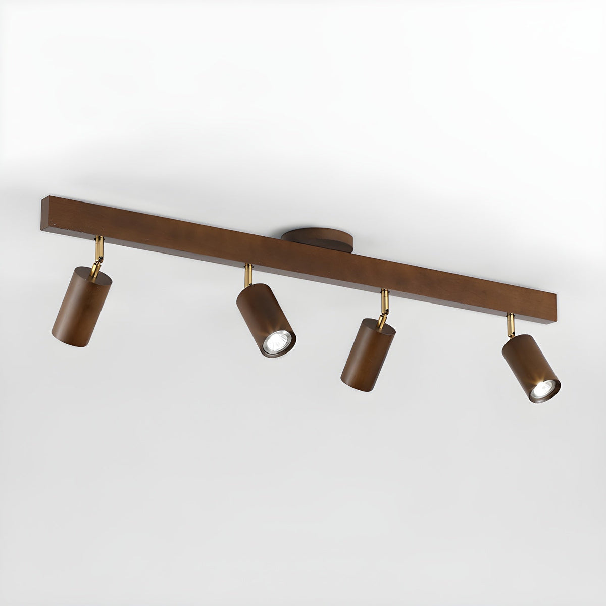Multi-Head Track Spotlight with Wooden Shades for Kitchen, Dining Room & Living Room | Adjustable LED Rail Fixture | Rustic Farmhouse Ceilin