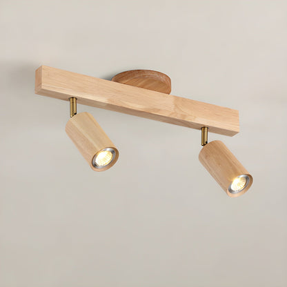 Multi-Head Track Spotlight with Wooden Shades for Kitchen, Dining Room & Living Room | Adjustable LED Rail Fixture | Rustic Farmhouse Ceilin