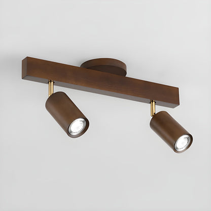 Multi-Head Track Spotlight with Wooden Shades for Kitchen, Dining Room & Living Room | Adjustable LED Rail Fixture | Rustic Farmhouse Ceilin