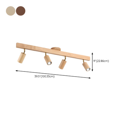 Multi-Head Track Spotlight with Wooden Shades for Kitchen, Dining Room & Living Room | Adjustable LED Rail Fixture | Rustic Farmhouse Ceilin