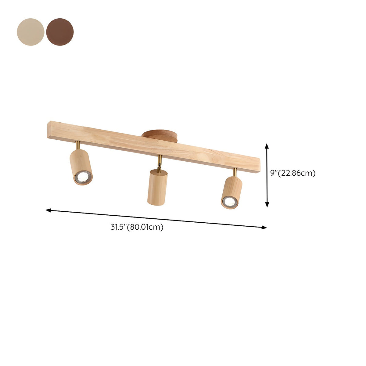 Multi-Head Track Spotlight with Wooden Shades for Kitchen, Dining Room & Living Room | Adjustable LED Rail Fixture | Rustic Farmhouse Ceilin