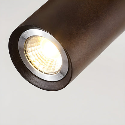 Multi-Head Track Spotlight with Wooden Shades for Kitchen, Dining Room & Living Room | Adjustable LED Rail Fixture | Rustic Farmhouse Ceilin