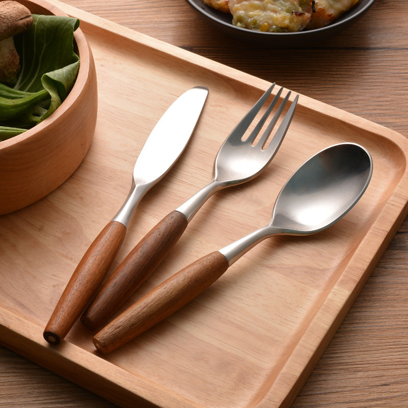 Natural Wood and Stainless Steel Flatware Set – Stylish Dining Essentials