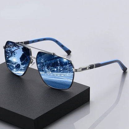 Polarized Aviator Sunglasses for Men UV400 Protection Metal Frame Blue Green Brown Black