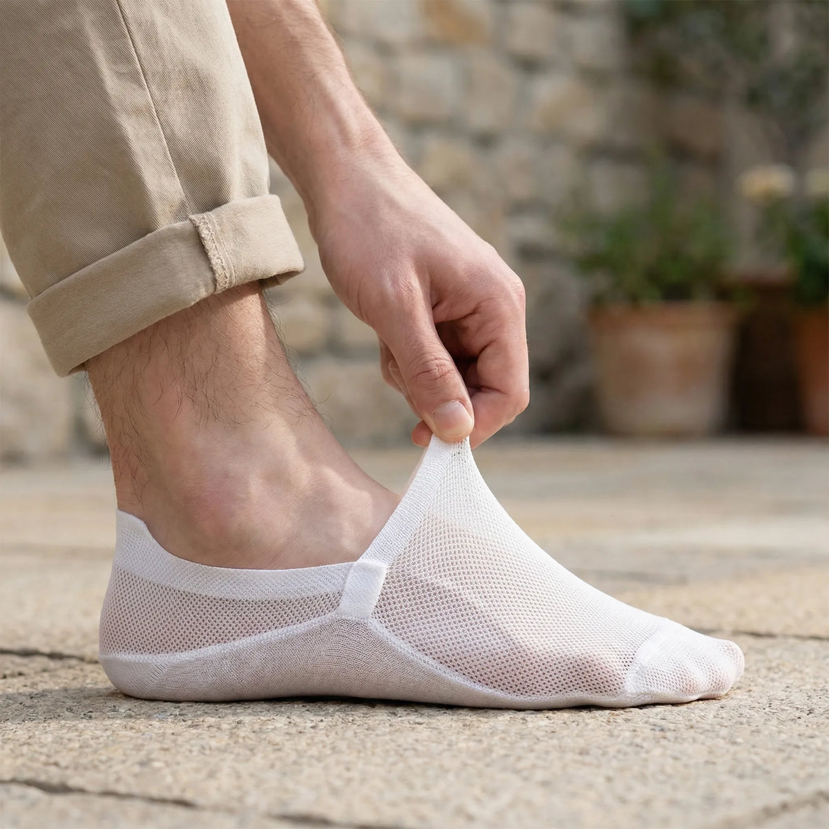 Low-Cut No-Show Socks with Grip Heel for Men – Invisible Under Sneakers & Loafers – Breathable Mesh – 6 Colors