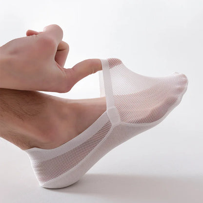 Low-Cut No-Show Socks with Grip Heel for Men – Invisible Under Sneakers & Loafers – Breathable Mesh – 6 Colors
