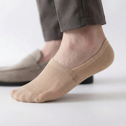 Low-Cut No-Show Socks with Grip Heel for Men – Invisible Under Sneakers & Loafers – Breathable Mesh – 6 Colors