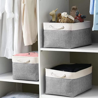 NeatNest Storage Basket - Durable Cotton Linen, Foldable Design