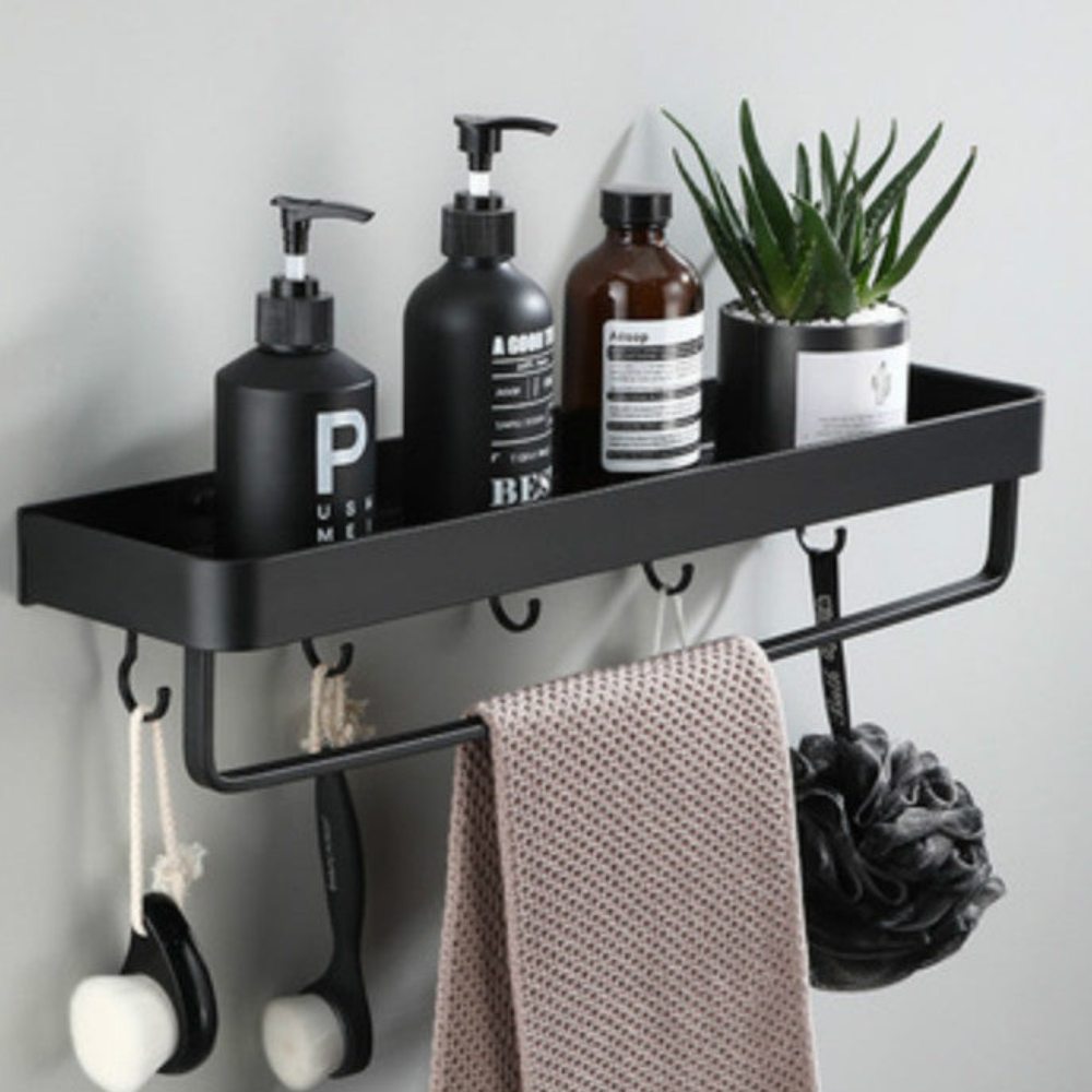 No-Drill Aluminum Bathroom Shelf – Space-Saving Wall Organizer for Shampoo & Toiletries