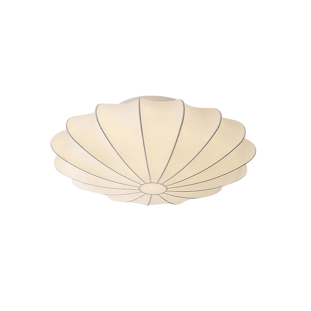Flush Mount Round Light Fixture White Silk Shade 31.5 Inch Warm Glow for Bedrooms Living Rooms Modern Minimalist Home Overhead Lighting