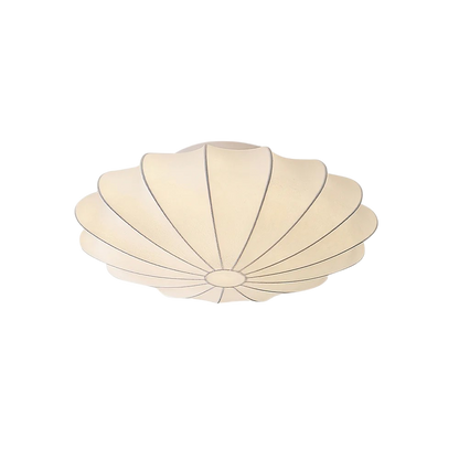 Flush Mount Round Light Fixture White Silk Shade 31.5 Inch Warm Glow for Bedrooms Living Rooms Modern Minimalist Home Overhead Lighting