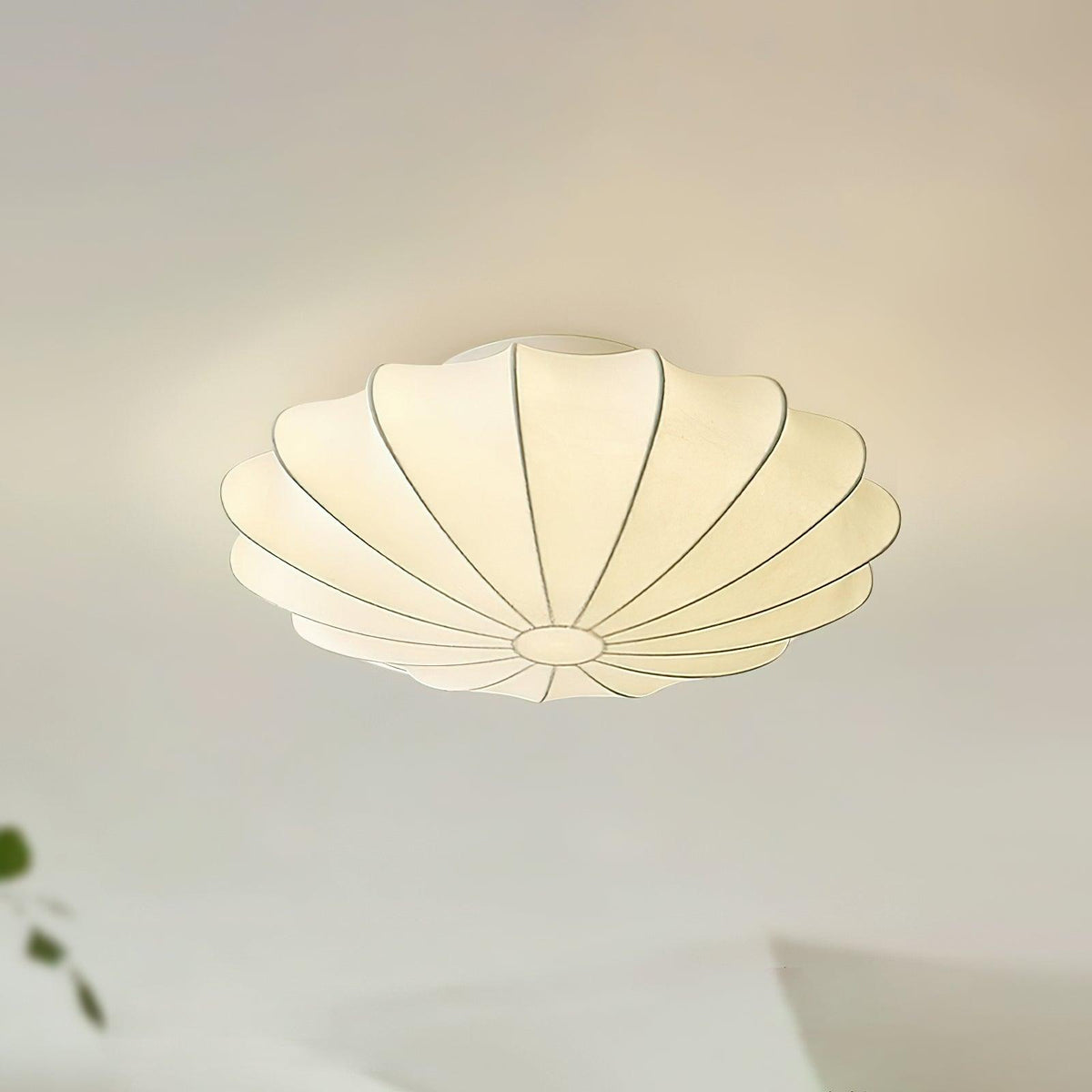 Flush Mount Pendant with Silk Shade White Metal Base for Bedroom Living Room Hallway Soft Glow E26 Socket 40W Compatible Wall or Ceiling Ins