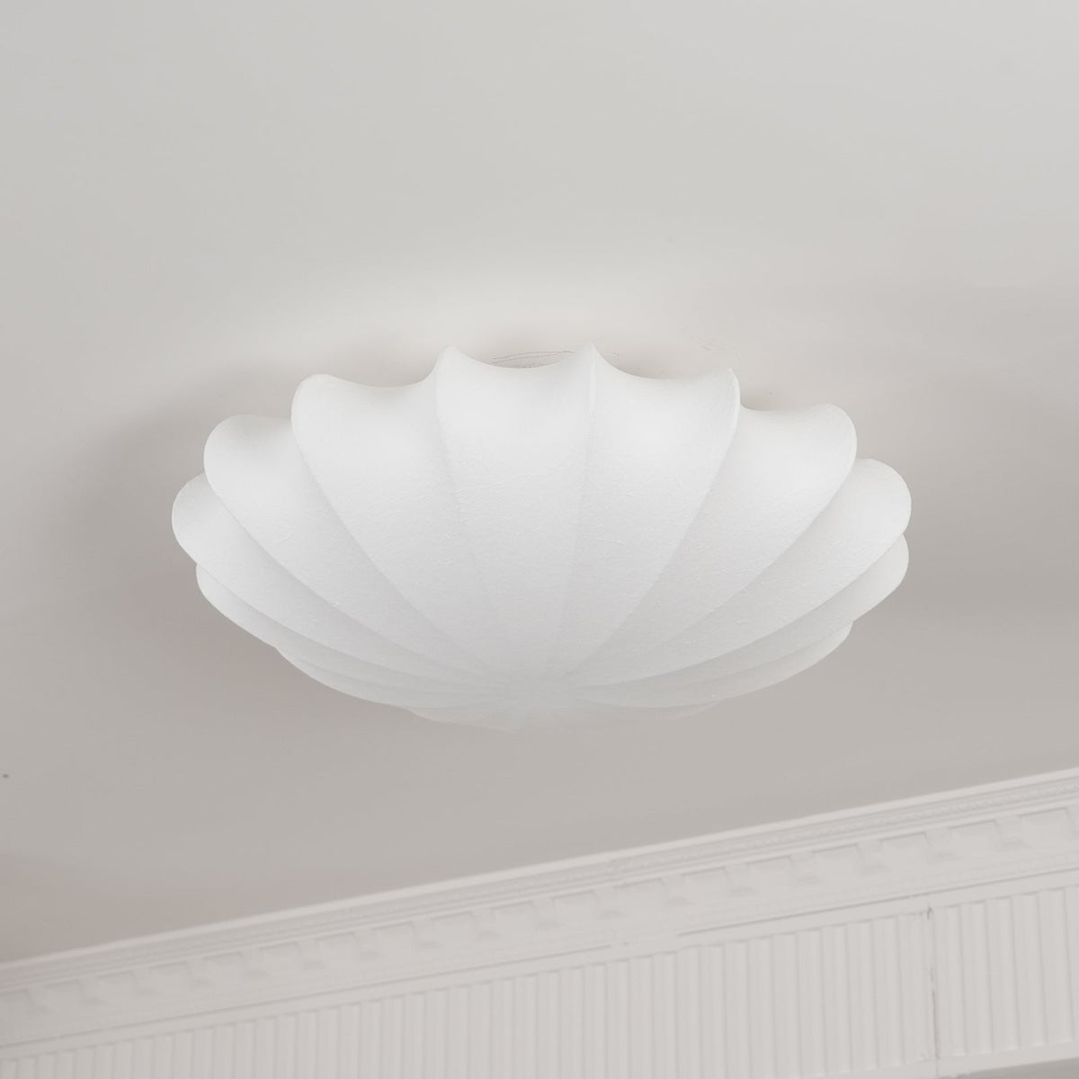 Flush Mount Pendant with Silk Shade White Metal Base for Bedroom Living Room Hallway Soft Glow E26 Socket 40W Compatible Wall or Ceiling Ins