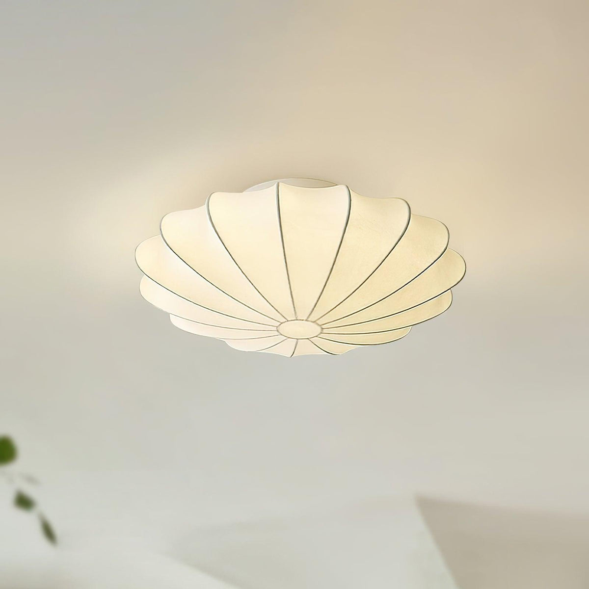 Flush Mount Pendant with Silk Shade White Metal Base for Bedroom Living Room Hallway Soft Glow E26 Socket 40W Compatible Wall or Ceiling Ins