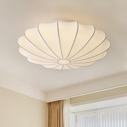 Flush Mount Pendant with Silk Shade White Metal Base for Bedroom Living Room Hallway Soft Glow E26 Socket 40W Compatible Wall or Ceiling Ins