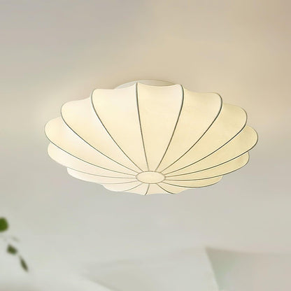 Flush Mount Pendant with Silk Shade White Metal Base for Bedroom Living Room Hallway Soft Glow E26 Socket 40W Compatible Wall or Ceiling Ins