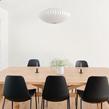 Steel Wire Silk Shade Ceiling Light 20 in White for Kitchen Island Dining Room Modern Pendant Lamp Hanging Fixture Adjustable Cord E26 Base