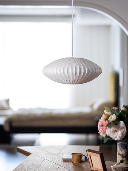 Steel Wire Silk Shade Ceiling Light 20 in White for Kitchen Island Dining Room Modern Pendant Lamp Hanging Fixture Adjustable Cord E26 Base