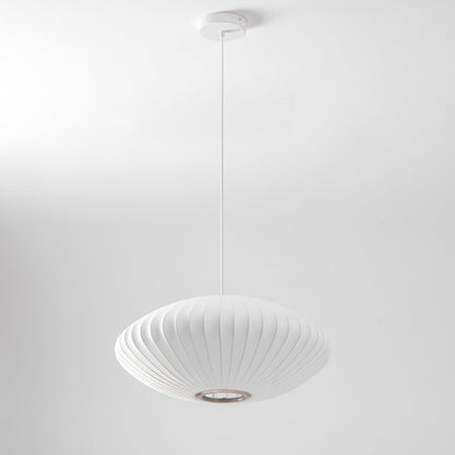 Steel Wire Silk Shade Ceiling Light 20 in White for Kitchen Island Dining Room Modern Pendant Lamp Hanging Fixture Adjustable Cord E26 Base
