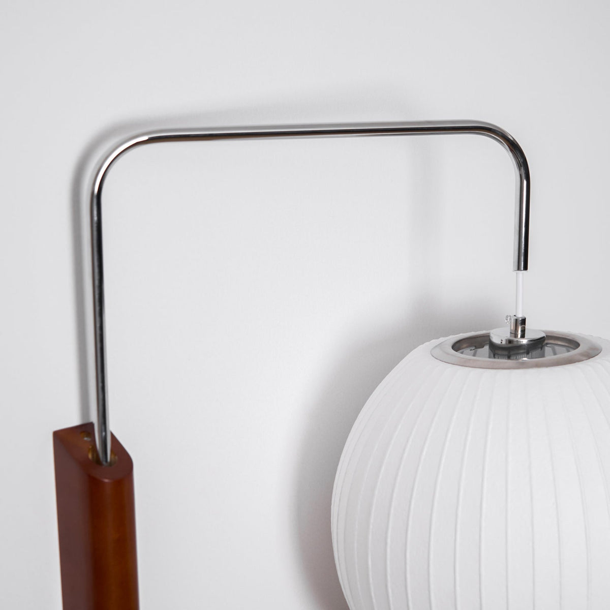 Swivel Sphere Wall Light with Adjustable Cord 15.7 in Walnut Chrome Finish Plug-In LED Sconce for Bedroom Office Living Room