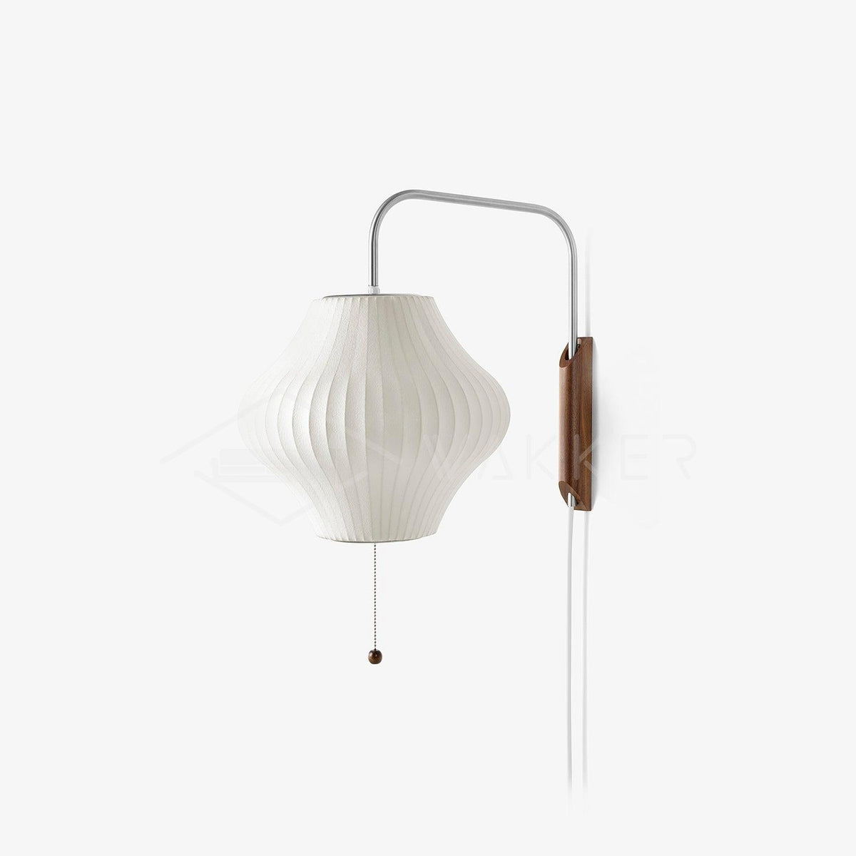 Swivel Sphere Wall Light with Adjustable Cord 15.7 in Walnut Chrome Finish Plug-In LED Sconce for Bedroom Office Living Room