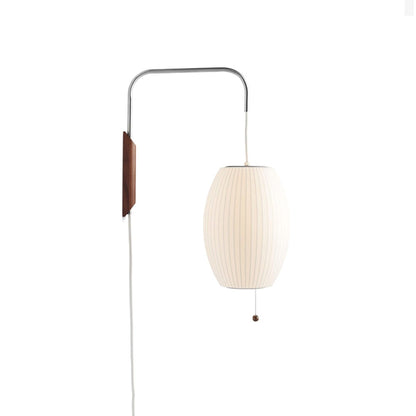 Swivel Sphere Wall Light with Adjustable Cord 15.7 in Walnut Chrome Finish Plug-In LED Sconce for Bedroom Office Living Room