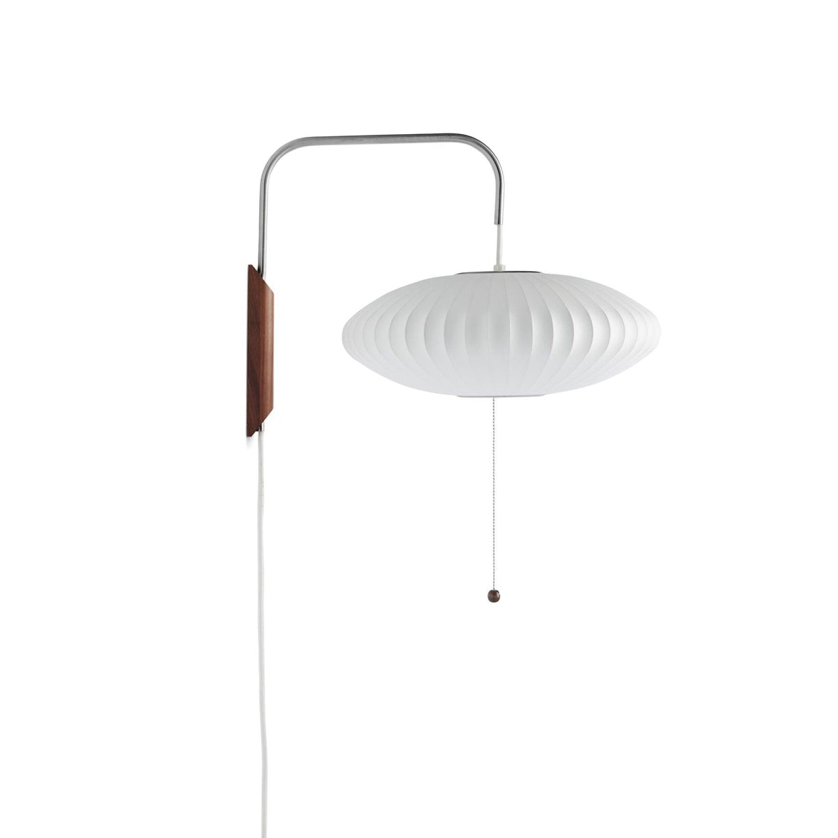 Swivel Sphere Wall Light with Adjustable Cord 15.7 in Walnut Chrome Finish Plug-In LED Sconce for Bedroom Office Living Room