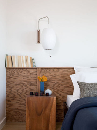 Modern Sconce Light Fixture with Walnut Accent for Bedroom Reading Nook Hallway 11x16 inch Wall Mount LED Compatible