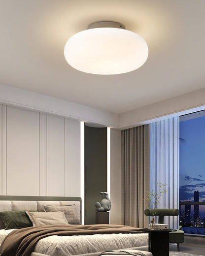 Flush Mount LED Light Fixture White Metal Round 8-Inch for Bedroom Living Room Hallway Office Indoor Low Profile Modern Ceiling Lamp 12W 110