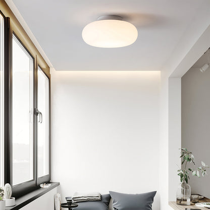 Flush Mount LED Light Fixture White Metal Round 8-Inch for Bedroom Living Room Hallway Office Indoor Low Profile Modern Ceiling Lamp 12W 110