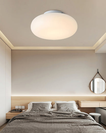 Flush Mount LED Light Fixture White Metal Round 8-Inch for Bedroom Living Room Hallway Office Indoor Low Profile Modern Ceiling Lamp 12W 110
