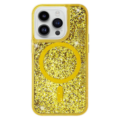 Glitter Liquid Quicksand MagSafe iPhone Case with Anti-Fingerprint TPU Shockproof Protection for iPhone 13 14 15 16 17 Pro Max Air