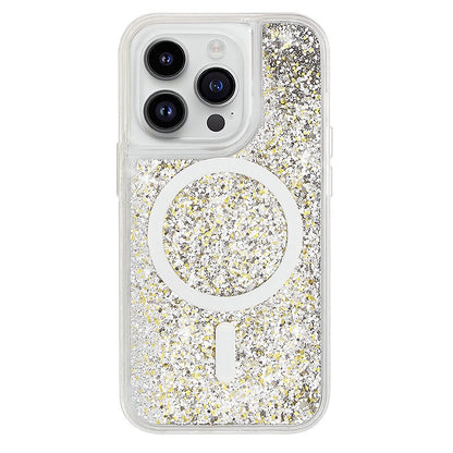 Glitter Liquid Quicksand MagSafe iPhone Case with Anti-Fingerprint TPU Shockproof Protection for iPhone 13 14 15 16 17 Pro Max Air
