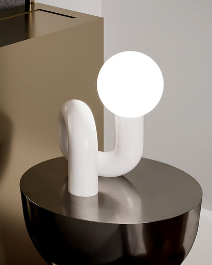 Twisted Glass Accent Lamp for Desk & Nightstand — 10 in Sculptural Design in Pink, Blue, White & Red — LED Glow for Bedroom, Living Room & O