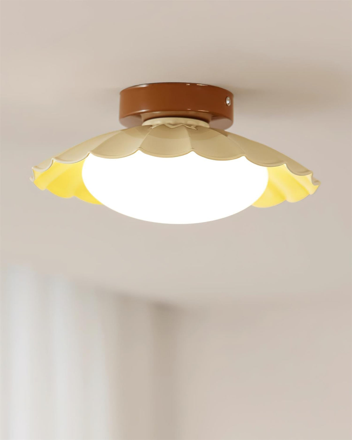 Flush Mount LED Ceiling Light 9.8 in Metal & Polymer Scalloped Fixture Warm White 3000K Bedroom Living Room Hallway Wall or Ceiling Damp Rat