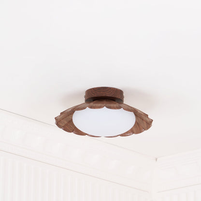 Flush Mount LED Ceiling Light 9.8 in Metal & Polymer Scalloped Fixture Warm White 3000K Bedroom Living Room Hallway Wall or Ceiling Damp Rat