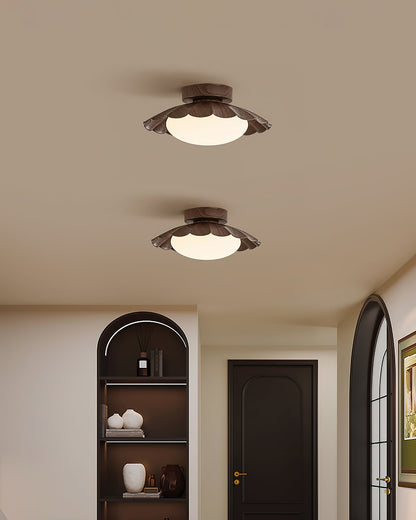 Flush Mount LED Ceiling Light 9.8 in Metal & Polymer Scalloped Fixture Warm White 3000K Bedroom Living Room Hallway Wall or Ceiling Damp Rat