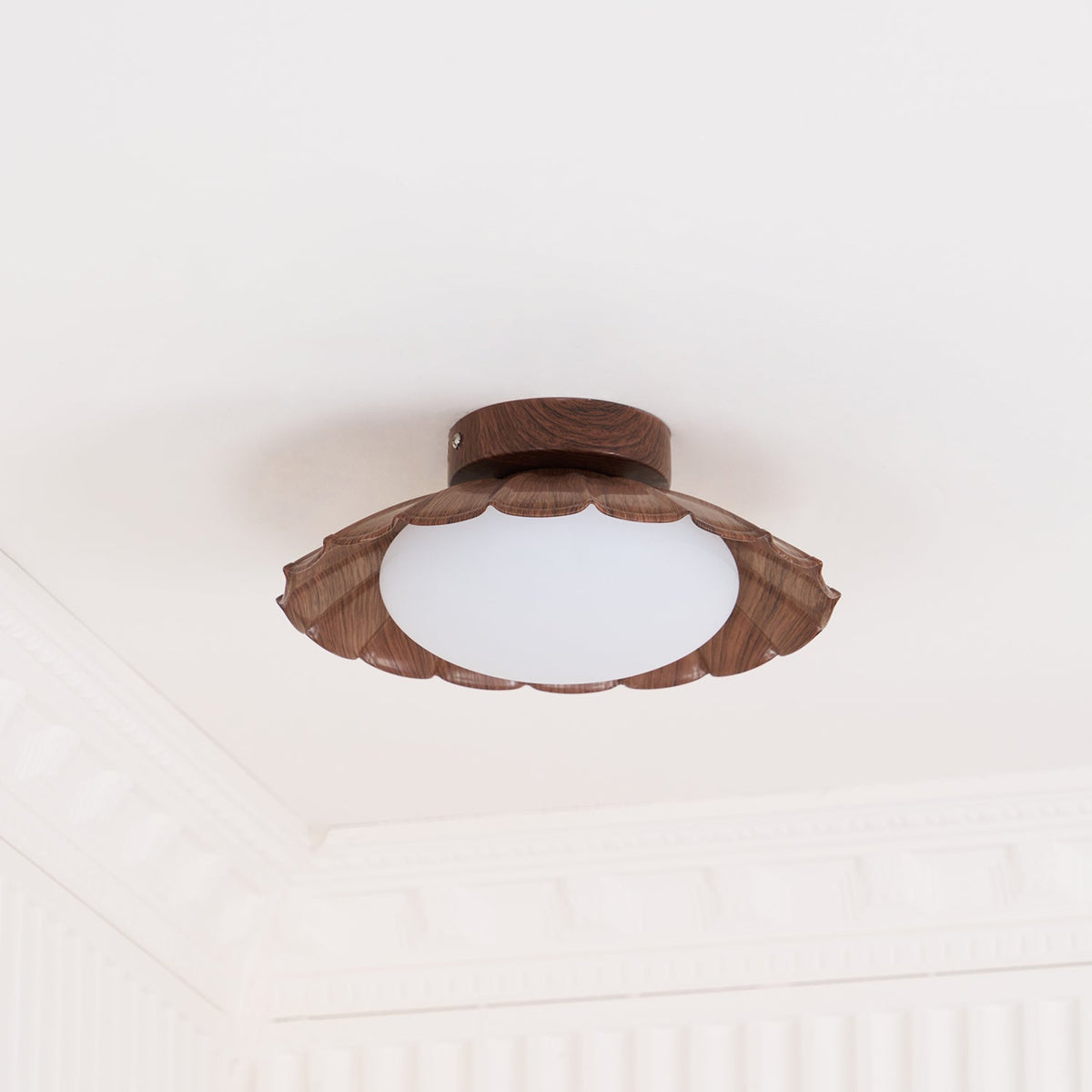 Flush Mount LED Ceiling Light 9.8 in Metal & Polymer Scalloped Fixture Warm White 3000K Bedroom Living Room Hallway Wall or Ceiling Damp Rat